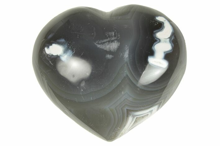 Polished Orca Agate Heart - Madagascar #249150